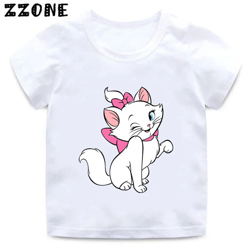 Cute Marie Cat Print Cartoon Kids T-Shirts Casual Funny Girls Clothes Baby Boys Short Sleeve O-Neck T shirt Summer Children Tops