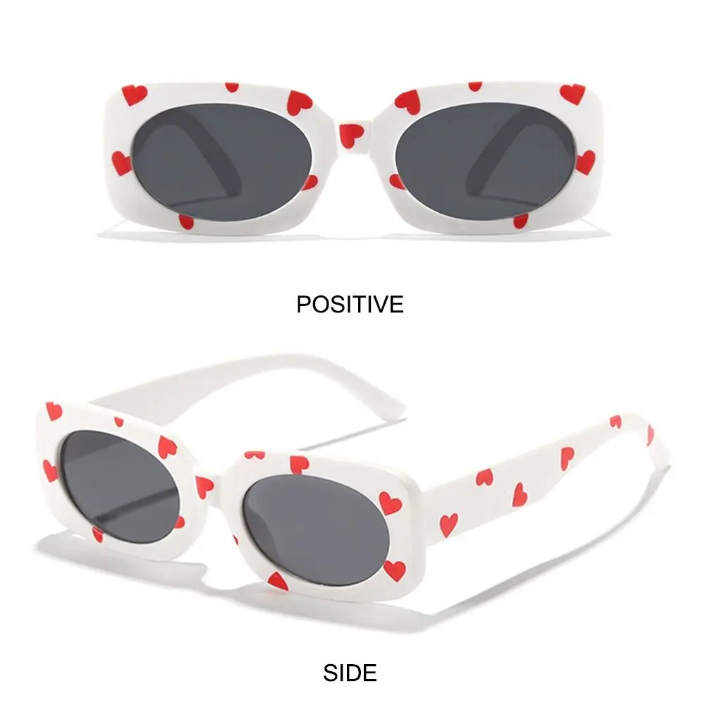 Trendy Sun Protection Heart Print Children Sunglasses UV400 2-8 Years Girls Boys Shades Kids Rectangular Sun Glasses