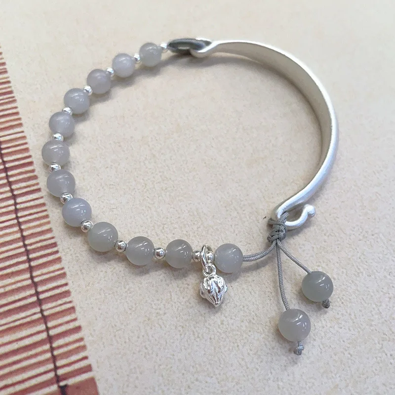 Shiny Crystal Bracelets Lotus Pendant Bangles Wristband Jewelry Green Color Bracelet For Women And Girls  Support Wholesale