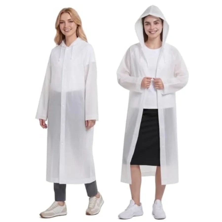 

Rain Ponchos for Adults Reusable 2 Pack,Waterproof EVA Raincoats with Hood and Drawstring for Women and Men