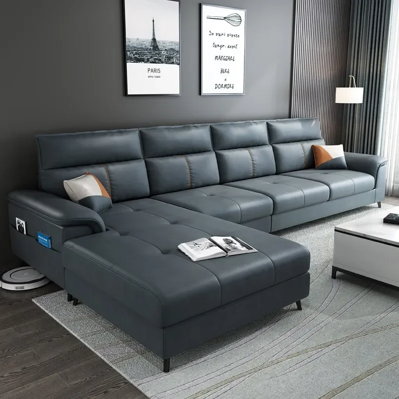 Picture 5: Italian Technology Leather Living Room Sofa Modern Simple Boss Office Sofa Combination Office Furniture Sofy Do Salonu