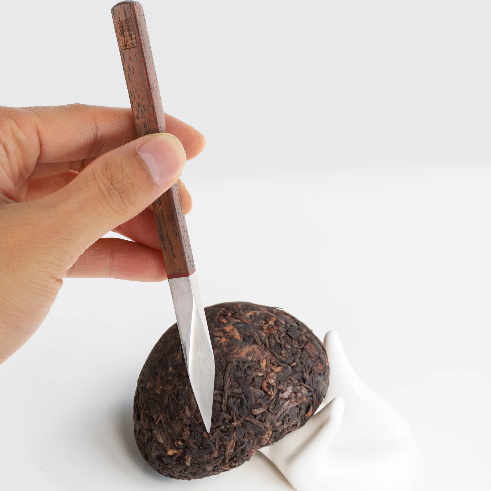 

Pu Erh Set Diamond Shaped Tool Stainless Steel Wood Handle Tea Needle Loose Leaf Preparation Cutter Home Office Tea House