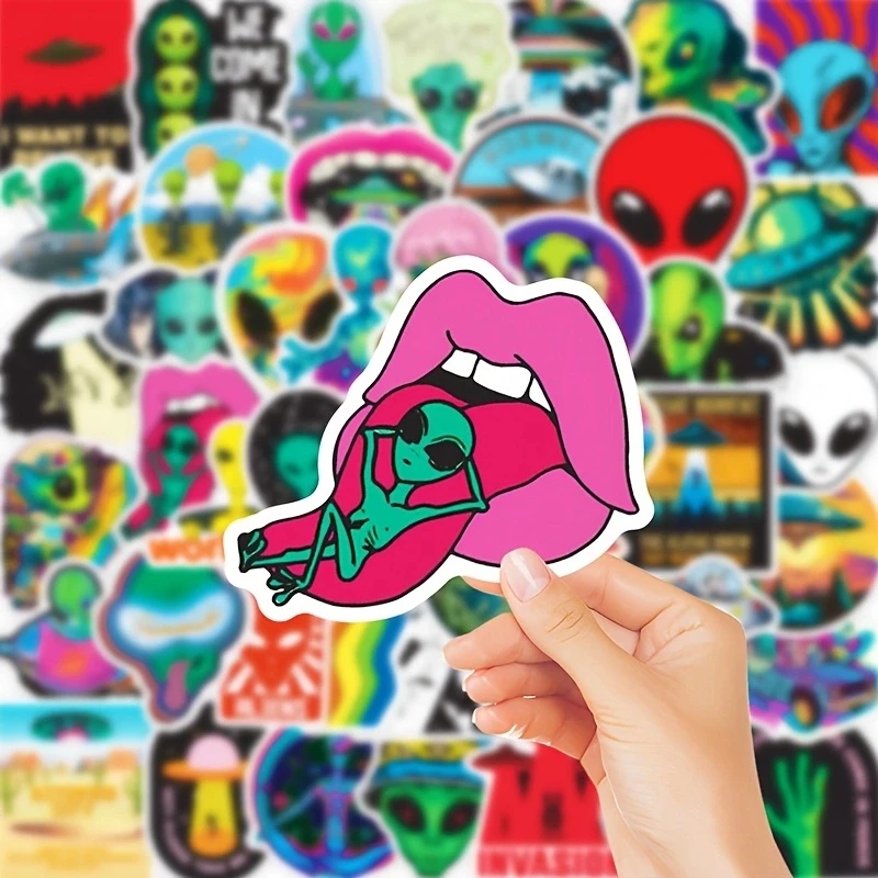 100pcs Alien Anime Popular Vinyl Alien Sticker Packs For Laptop Skateboard Luggage Notebook Cup Bottle Motorcycle Car Bike