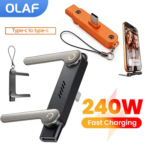 240W Fast Charging Bracket Adapter Keychain Type C Male To Type C Female Converter With Phone Holder for iphone 15 16 17 Samsung