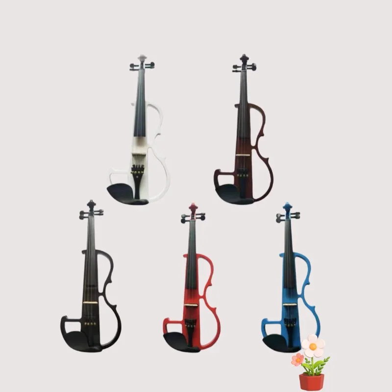 

White and black colored electronic violin, beginners play electric acoustic violin instruments