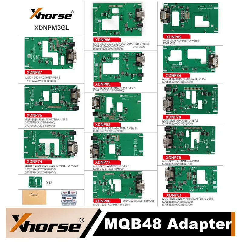 Xhorse XDNPM3GL MQB48 Solder-Free Adapter 13pcs Full Set Work with Multi-Prog, VVDI Prog, Key Tool Plus