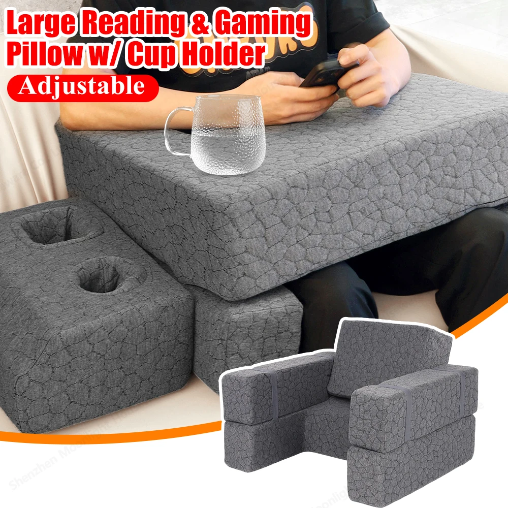 

Очень большая регулируемая подушка-подлокотник для взрослых, для чтения, использования на кровати/столе, для игр на Steam Deck/Switch, для сидения в кровати, на полу, на диване