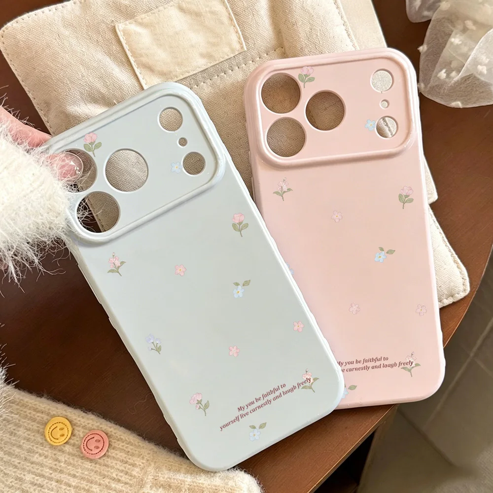 Phone Case for Apple iPhone 17 16 15 14 13 12 ProMax 17 16 15 14 13 12 11 Cases Small Pink Purple Floral Glossy Shockproof Cover