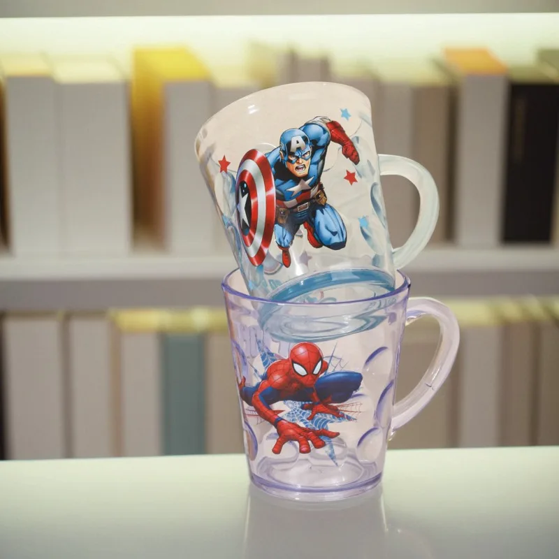 Taza periférica de dibujos animados de Los Vengadores Capitán América Spiderman anime taza de bebida transparente para el hogar taza para enjuague bucal para cepillado de dientes