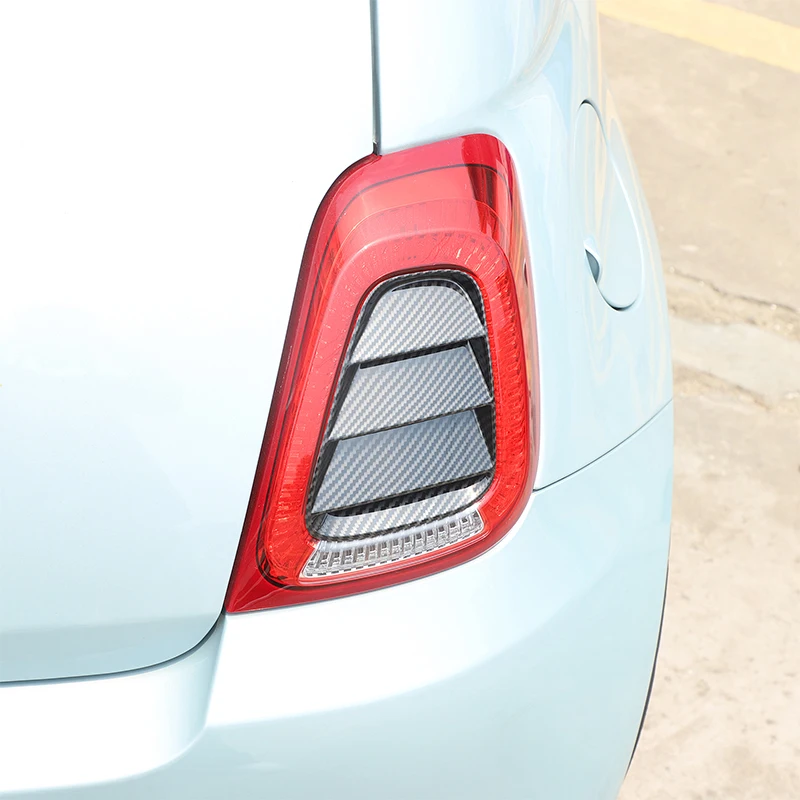 ABS Carbon Fiber/Black Rear Tail Light Cover Decorative Sticker For Fiat 500 Abarth 595 695 2016-2024 Car Exterior Accessories