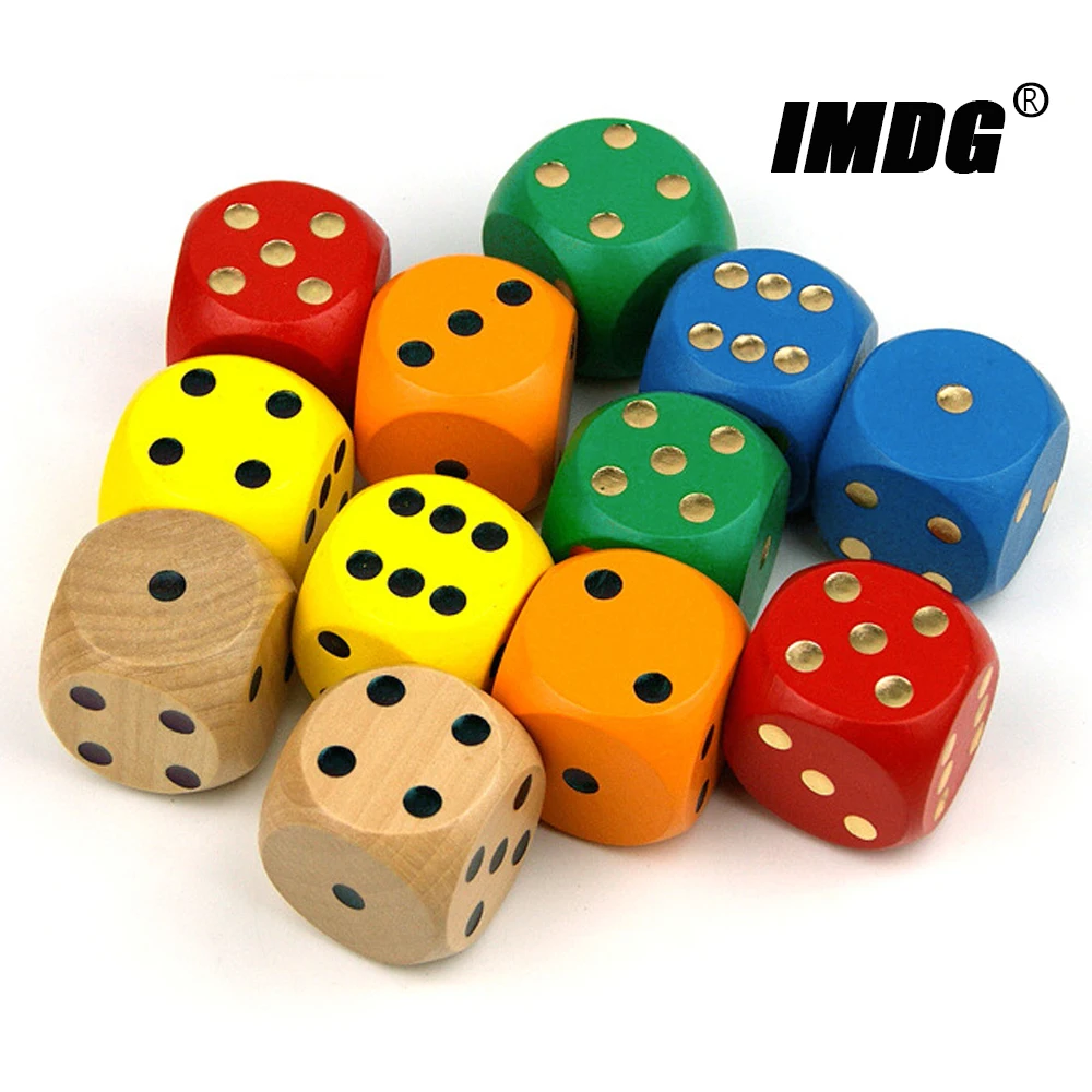 1PCS Wood Dice 40mm Big Colorful Solid Wooden Dot Game Rounded Dice Drinking Dice