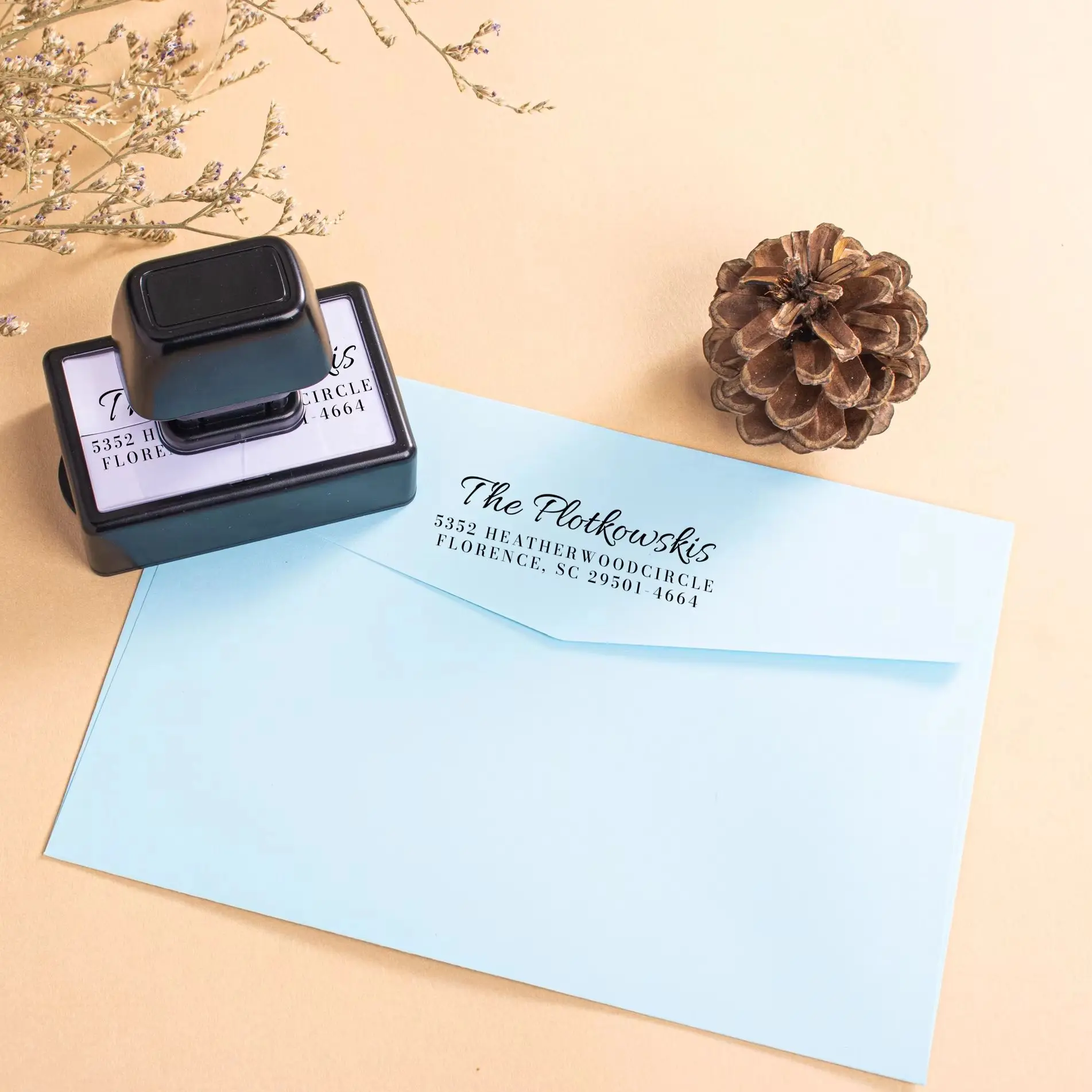 Personalized Self‑Inking Address Stamp Custom  Name Return Address Rubber Stamp for Envelope Wedding Invites Mailing Supplies