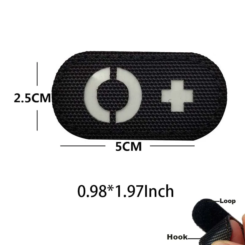 5*2.5CM IR Reflection Blood Type A B AB O POS NEG Embleem Hook and Loop Patches,Tactical Badges Clothes Stickers Glow in Dark - view 3