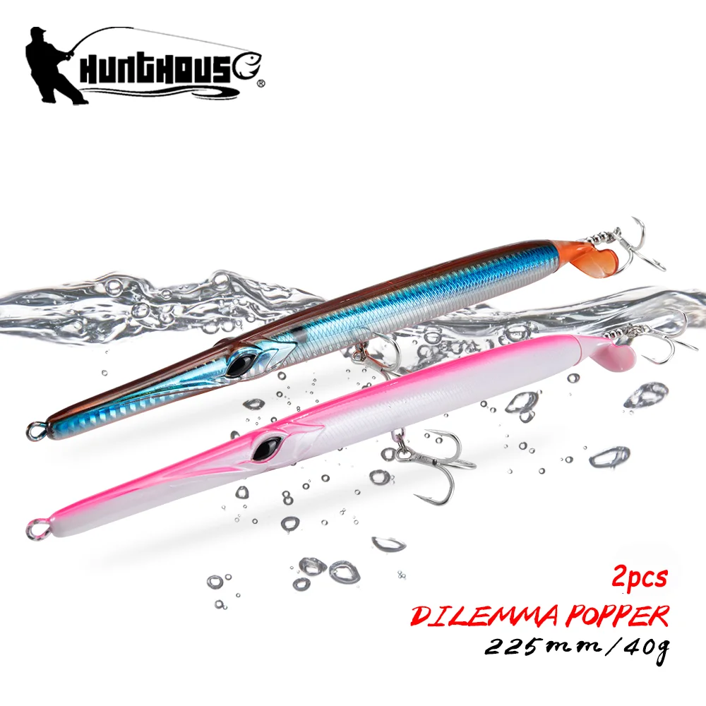 

Hunthouse 2PCS Floating Pencil Fishing Lures 225mm/40g Surface Propeller Needle Baits For Seabass Bluefish Tackle