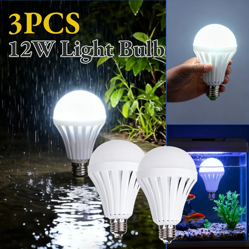 3 قطعة 12 واط E27 قابلة للشحن لمبة الطوارئ LED فانوس التخييم المياه المنشط/اليد E27 شواء مخيم ضوء توفير بيئي #4