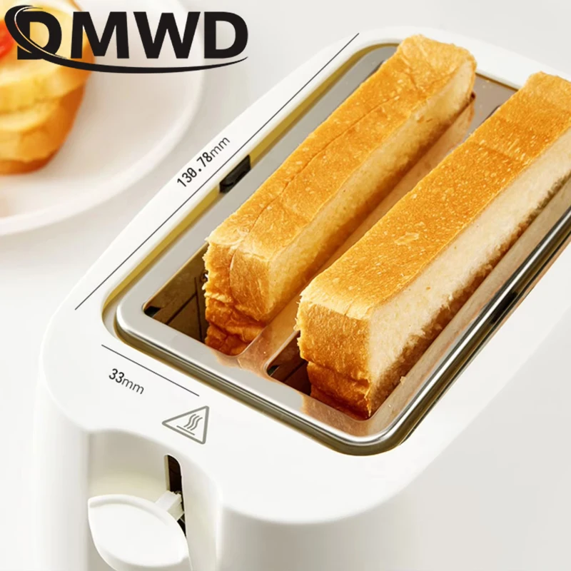 DMWD Electric Toaster 2 Slices Breakfast Bread Machine Removable Crumb Tray Toasters Home Automatic Sandwich Heating Maker 220V