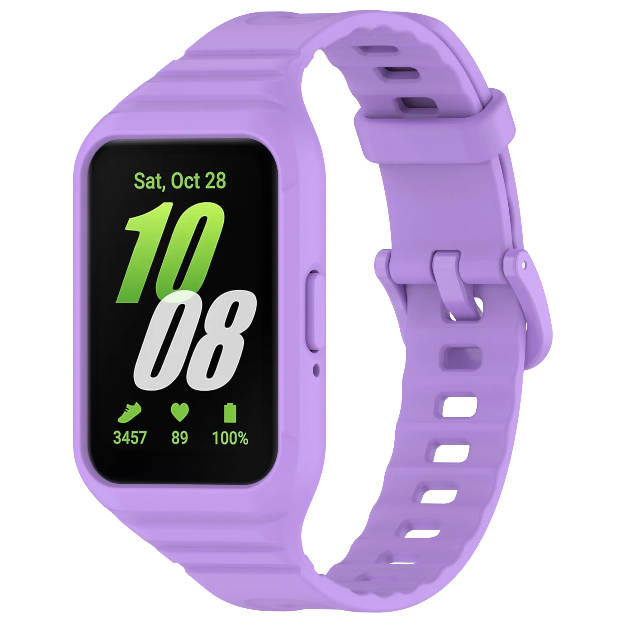 

For Samsung Galaxy Fit3 Integrated Silicone Strap with Watch Case Replacement Wrist Band - Purple