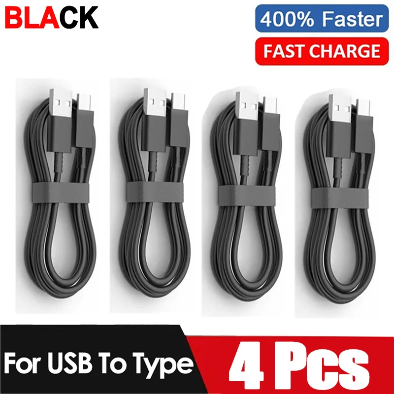 Black 4-2PCS Cable Data Cord USB A To Type C Super Fast Charging For Samsung Huawei Xiaomi Redmi Poco Quick Charing USB C Cables