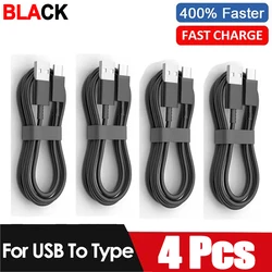 Black 4-2PCS Cable Data Cord USB A To Type C Super Fast Charging For Samsung Huawei Xiaomi Redmi Poco Quick Charing USB C Cables