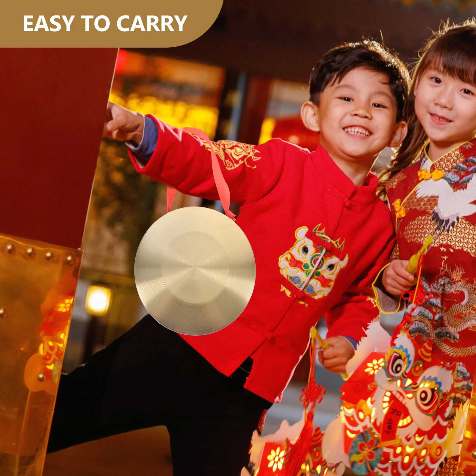 

Gongs and Drums Chinese Musical Instrument Traditional Instruments Metal Bells Hand Held Percussion with Mallet