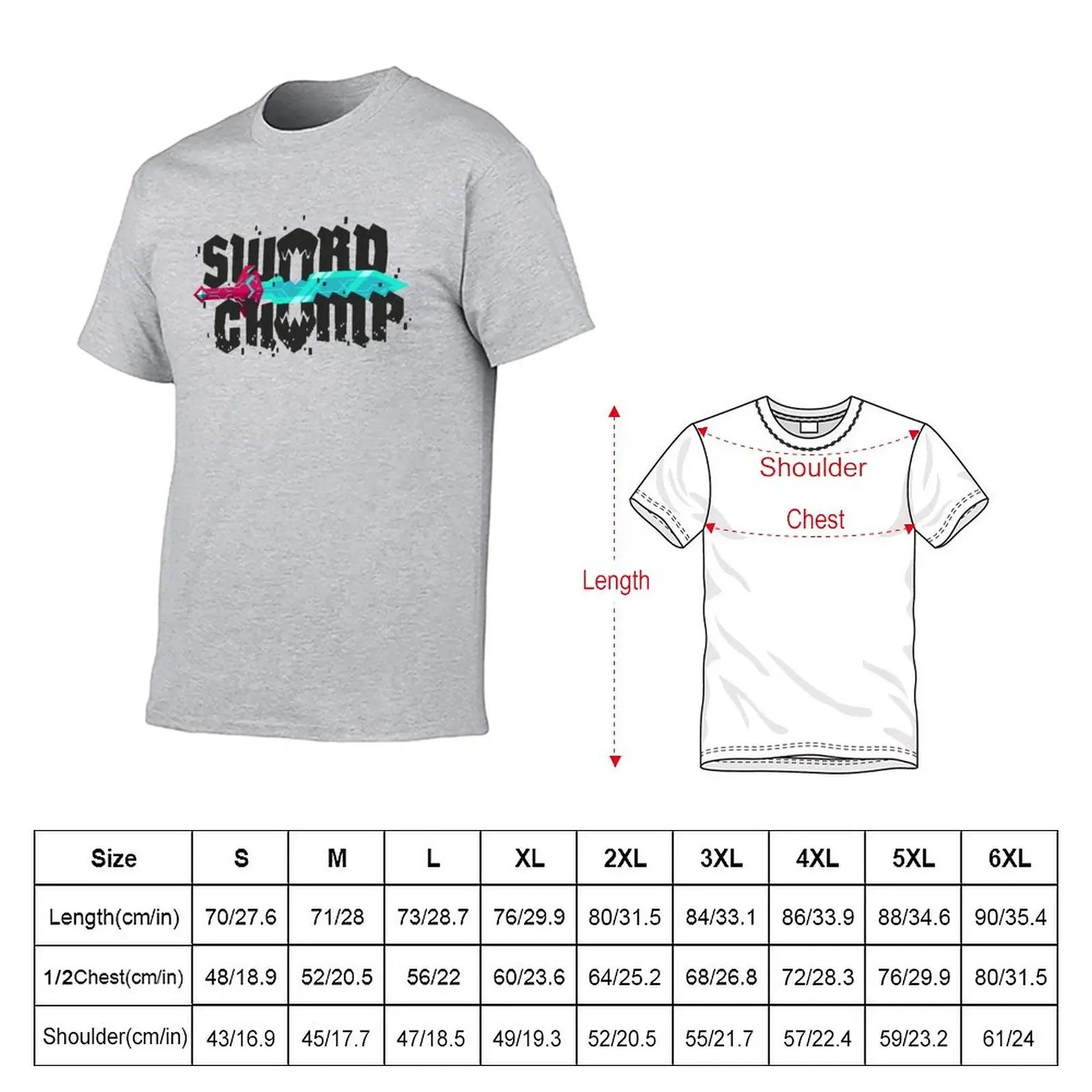 Sword Chomp Logo Black T-Shirt vintage vintage clothes customizeds tops plain white t shirts men