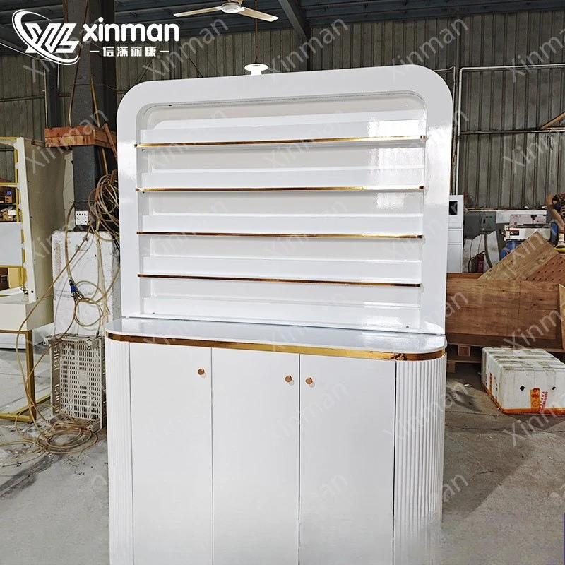 Cosmetics Display Cabinet Beauty Salon Barber Nail Shop Shelf Simple White Paint Skin Care Product Display Cabinet