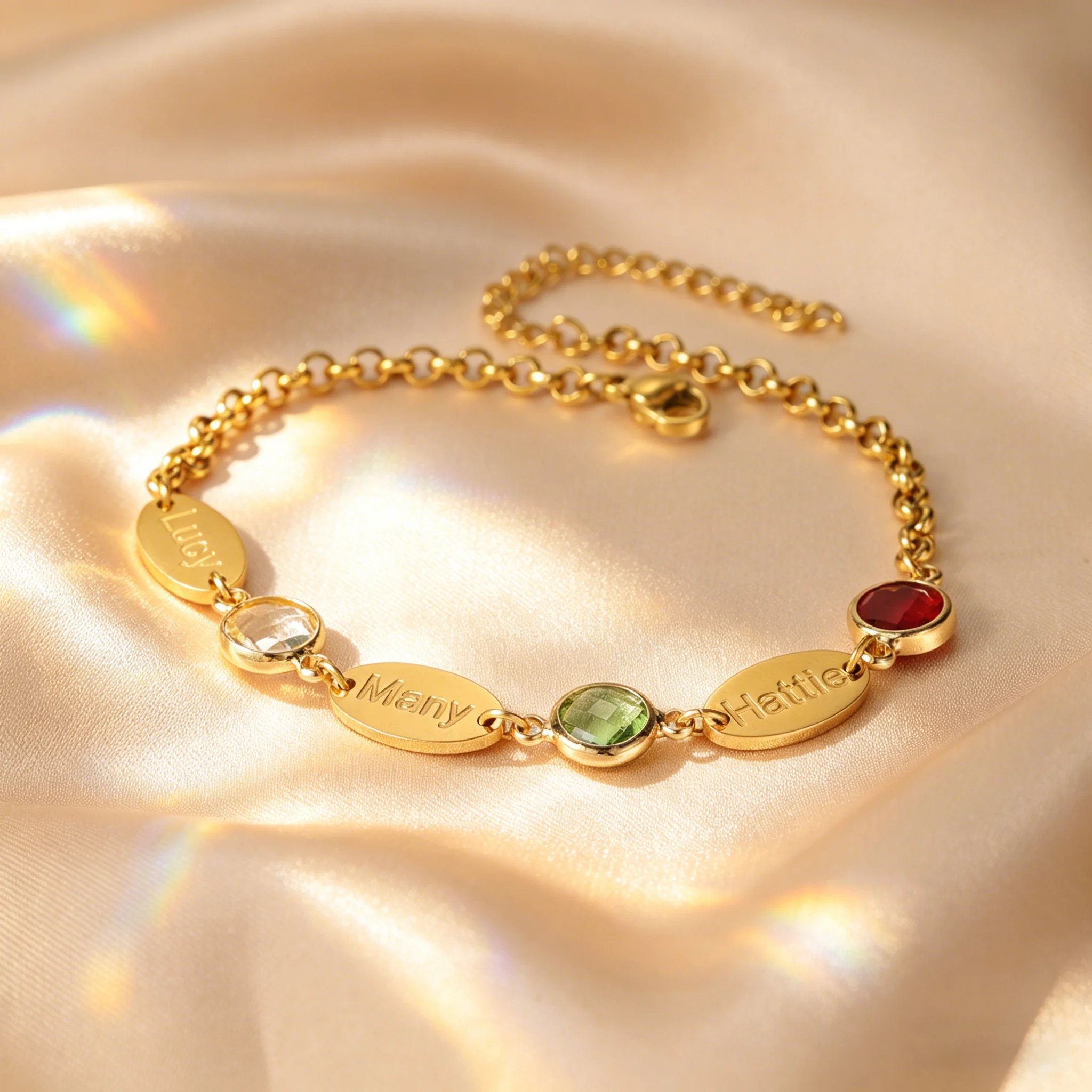 

Personalized Birthstone Bracelet with Customizable Family Name Dopamine Enhancing Name Pendant Luxury Jewelry Gift for Daughter
