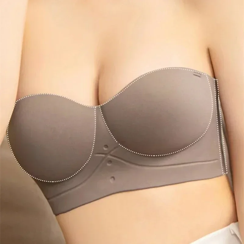 Sexy Strapless Push-Up Underwear No Steel Ring Beautiful Back Closed Breasts Comfortable Breathable Sling Women's Bra