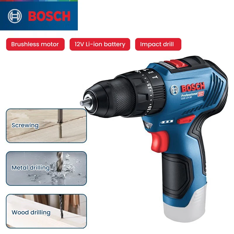 Bosch GSB 12V-30 Impact Drill Professional Cordless Electric Drill Multi-Function Electric Screwdriver Power Tool Only Machine