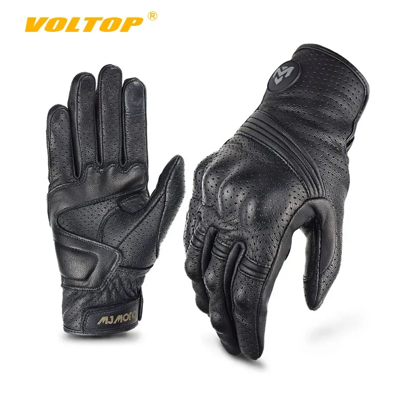 

Real Leather Motorcycle Gloves Waterproof Windproof Winter Warm Summer Breathable Touch Operate Guantes Moto Fist Palm Protect