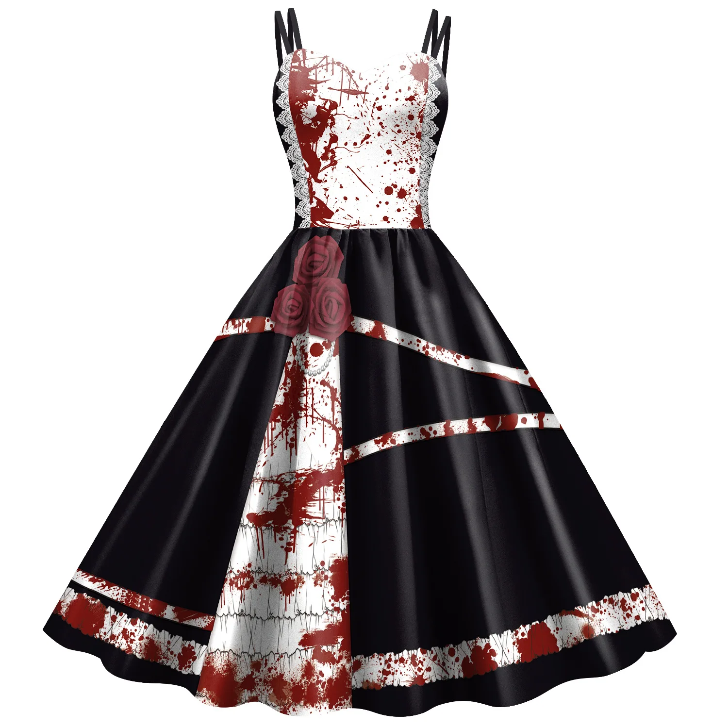 Nieuwe Halloween Kleding Voor Meisjes Vrouwen Horrorfilm Rose Bloed Jurken Cosplay Kostuum Prinsessenjurk Halloween Party Outfit