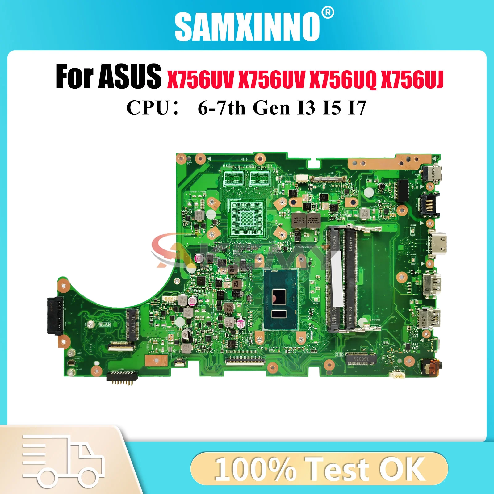 

X756UV Материнская плата для ноутбука ASUS X756UX X756U X756UJ X756UA A756U X756UR X756UXM X756UQK X756UQ X756UAK Материнская плата I3 I5 I7 CPU