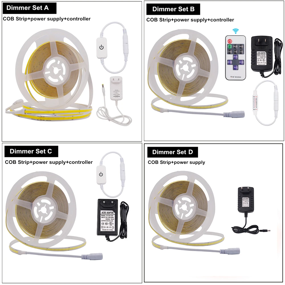 Striscia LED COB 12V 320 384 528 LEDs/m RF telecomando Wireless lineare LED Bar luci bianco caldo/natura bianco/bianco