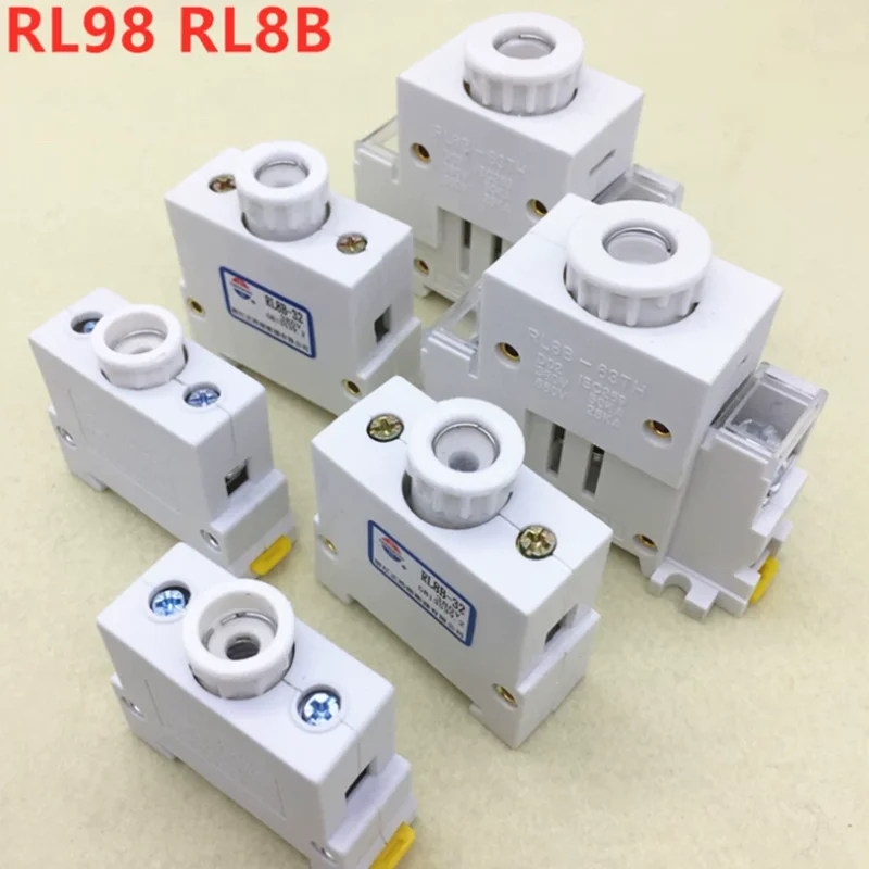 Rail Ceramic Fuse base RL8B-32 RL98-32 marine spiral fuse 500V 32A Adaptive10*38mm Fuse Core Seat