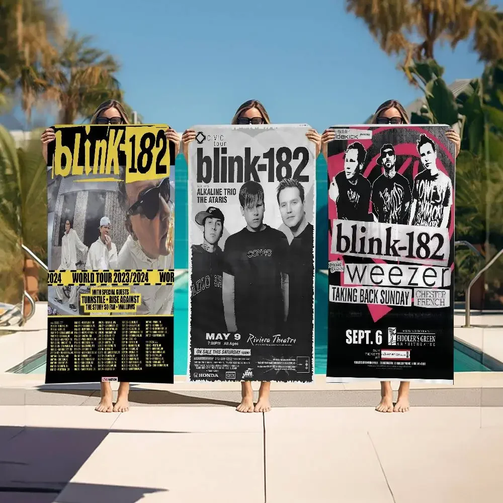 B-Blink 182 Rock Band Anime Beach Swimming Towel Soft Absorbent Washcloth Children's Gifts For Kids Travel Camping Gym