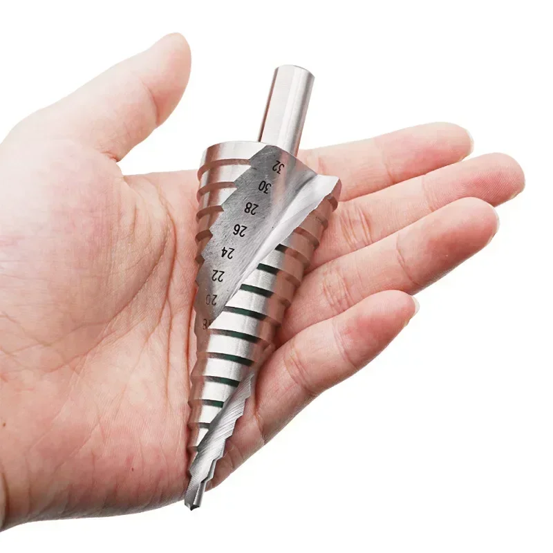 

3Pcs Step Drill Bits 4-12 4-20 4-32mm HSS Step Cone Drill Spiral Groove Wood Metal Hole Cutter Triangular Shank Step Drill Bit