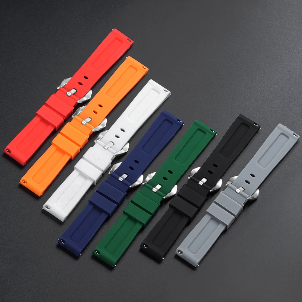 20 22mm Strap for Panerai PAM 24mm 26mm Watch Band for Omega for Seiko Quick Release Silicone Wristband for Casio Sport Bracelet