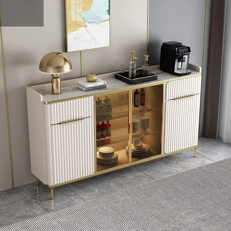 Wohnzimmerschrank High-End-Küchenschrank Italienischer leichter Luxus-Esstisch-Beistellschrank aus Steinplatten im einfachen cremefarbenen Stil integriert a