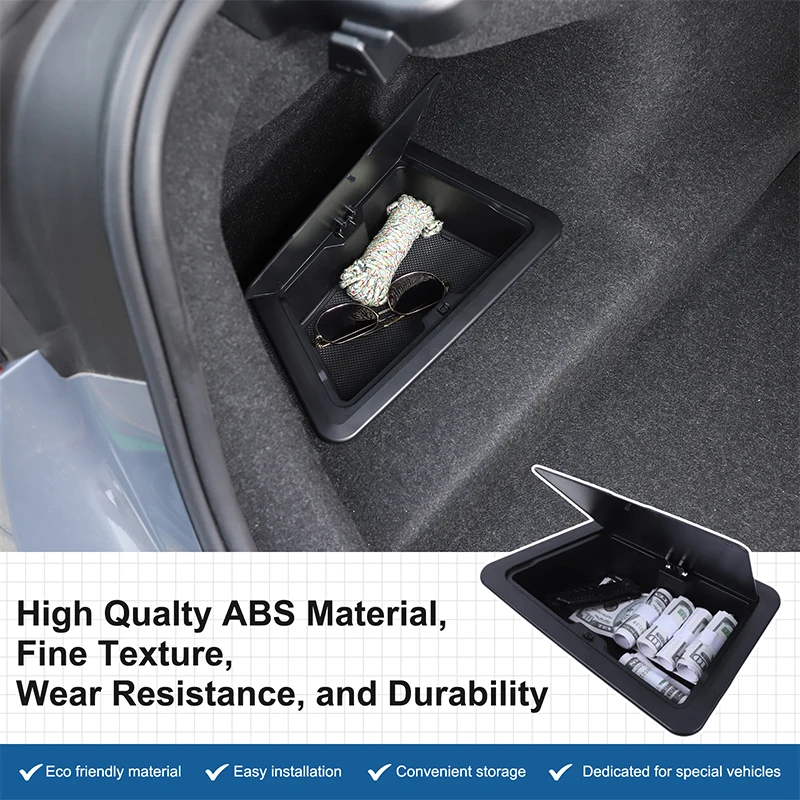 

1Pcs ABS black For BMW 5 Series G60 2024+ ABS black car trunk side storage box organizer car interior modification accessories