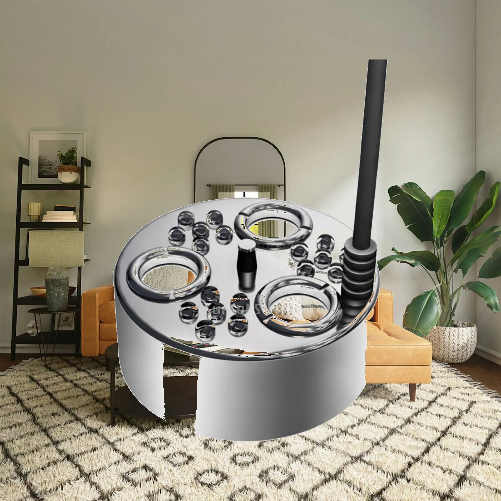 3-Head Pond Fogger Corrosion-Resistant High-Frequency Mist Maker with Lights Mist Maker with LED Lights Compact Humidifier
