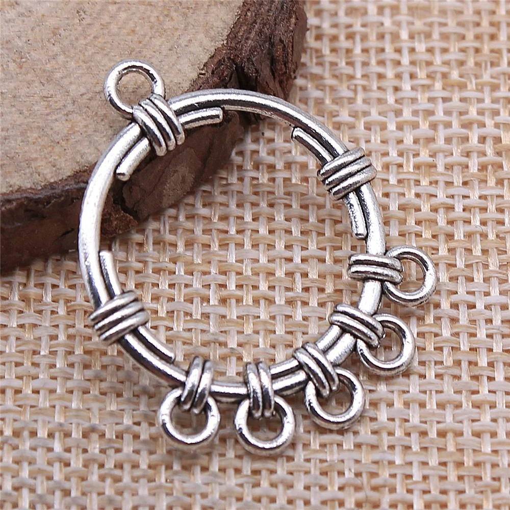 WYSIWYG 4pcs 34x28mm Porous Earring Connector Charms For Jewelry Making Antique Silver Color Findings Earring Connector