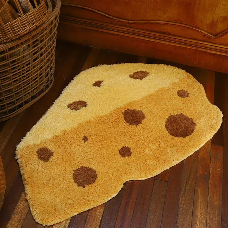 

Creative Cheese Shaped Door Mat Home Yellow Cartoon Kitchen Rug Tufted Aesthetic Entrance/Hallway Carpet Kids Room Soft Feel