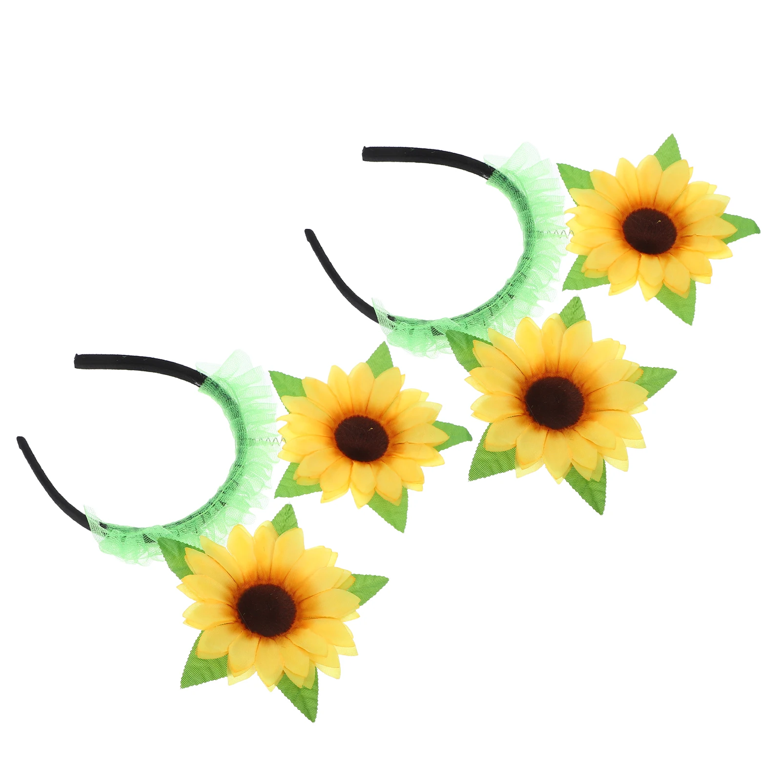 

2pcs Sunflower Headband Bright Decorative Accessory Carnival Party Hairband Girls Floral Costume Headwear Travel Photography