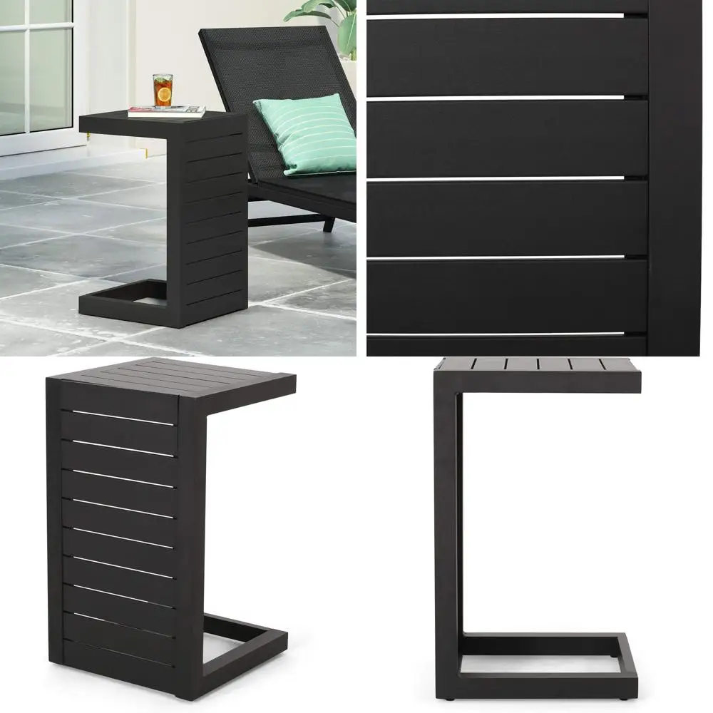 

С-образный уличный столик, матовая черная отделка