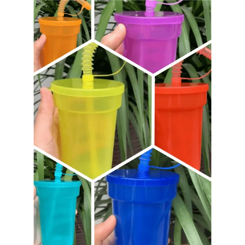 

Неоновые чашки-проливы, многоразовые водонепроницаемые чашки для питья с крышками и соломинками для дня рождения, вечеринки, путешествий, рождественской кружки для сока, бутылки для воды