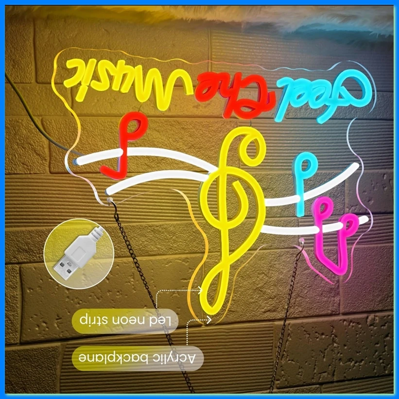 

Musical Notes Neon Sign,Feel the Music Neon Sign,Neon Signs for Wall Decor,Light Up Your Music Classes,Wall Decor-ABFB