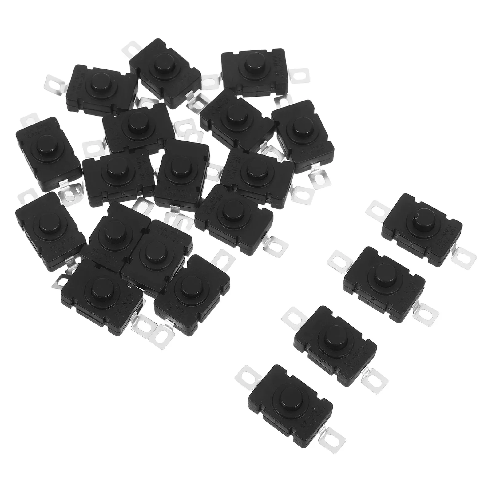 20pcs Mini Latching SPST Push Button Switch with Self-Locking Battery Box for Flashlight DIY Replacement