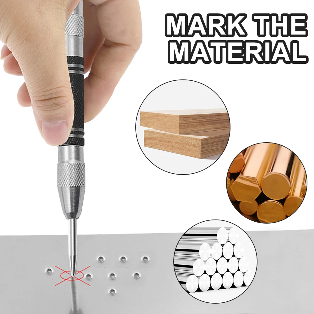 Imagem -02 - Perfurador Central Automático Super Forte Posicionamento Mola Carregada Marcador Ajustável Madeira Vidro Imprensa Dent Broca de Metal