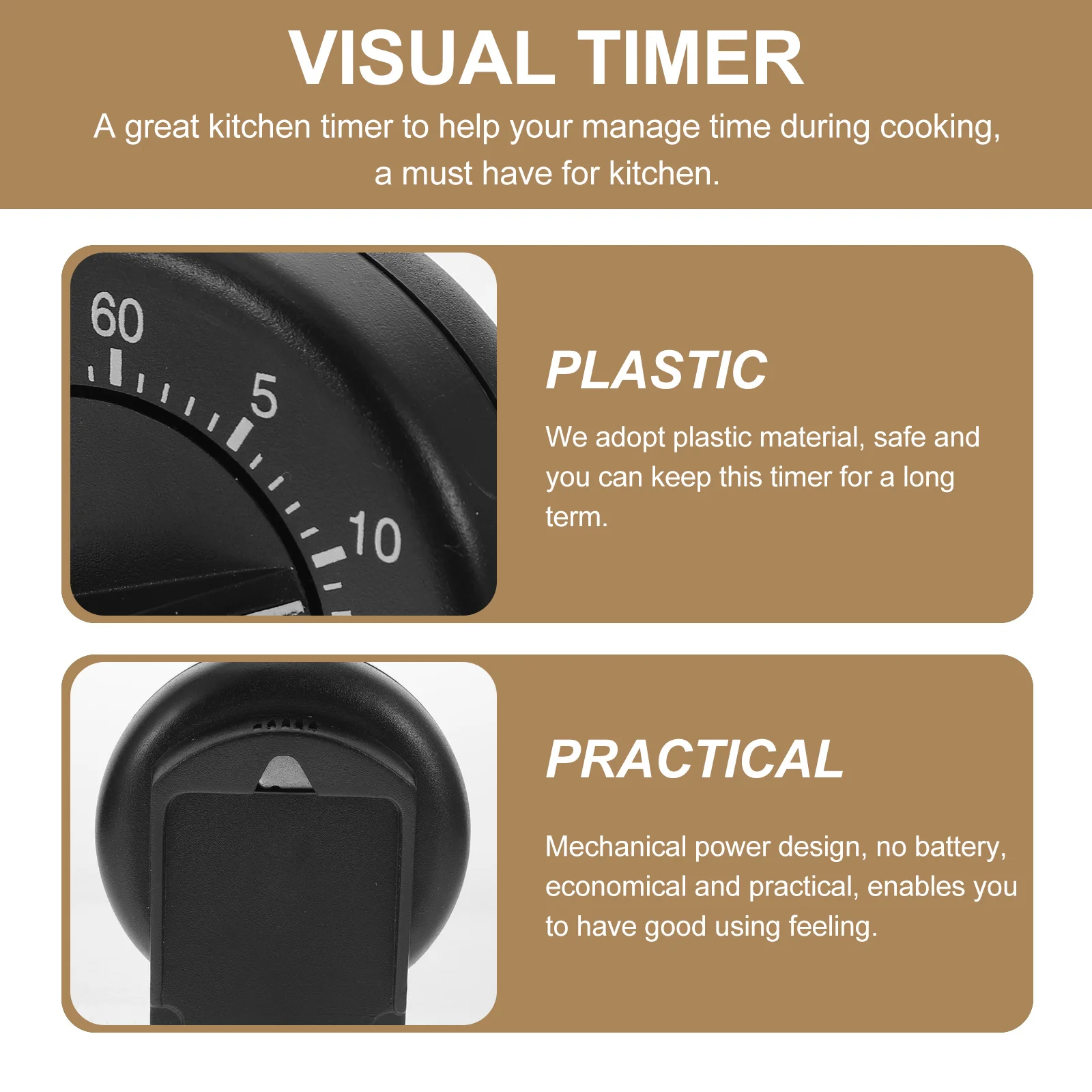 

Mechanical Kitchen Timer Home Baking Cooking Management Tool Portable Lightweight Long Term Use No Required