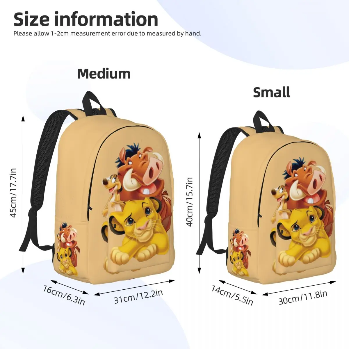 Custom Hakuna Matata The Lion King Canvas Backpack College School Students Bookbag Fits 15 Inch Laptop Simba Pumbaa Movie Bags